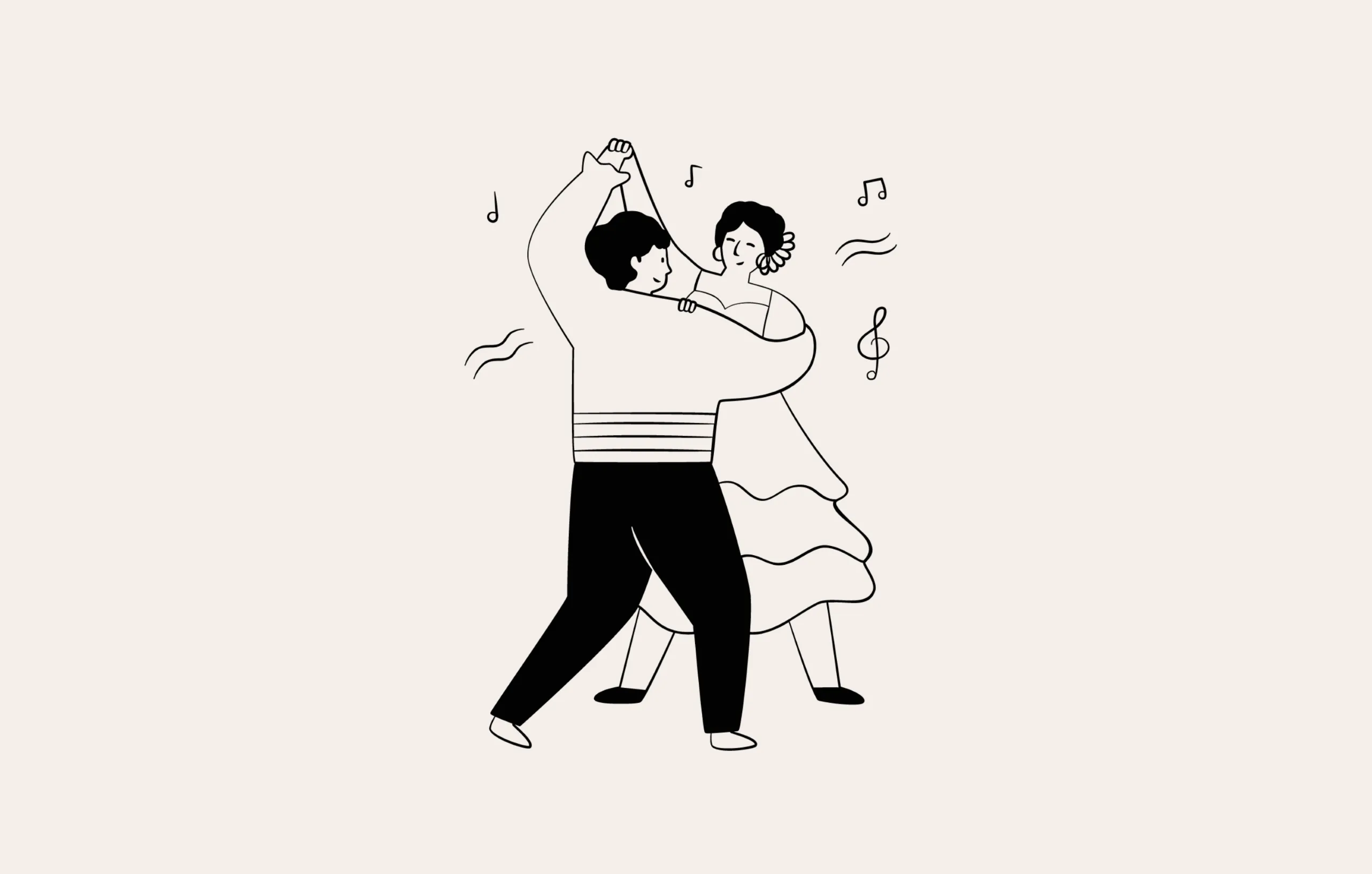 Two persons dancing in step